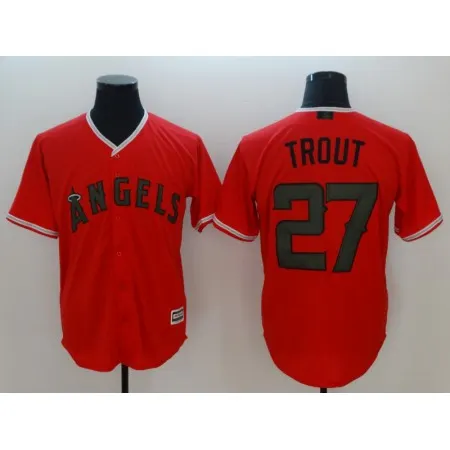 Men's MLB Los Angeles Angels #27 Mike Trout Red 2018 Memorial Day Cool Base Stitched Jersey