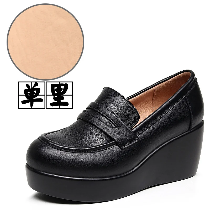 Breakj Breakj And English Wind Small Leather Shoes Waterproof Table Women's Shoes Pine Sole Single Shoes Autumn Plus Velvet Tung Leoptium Pedalle Limousle