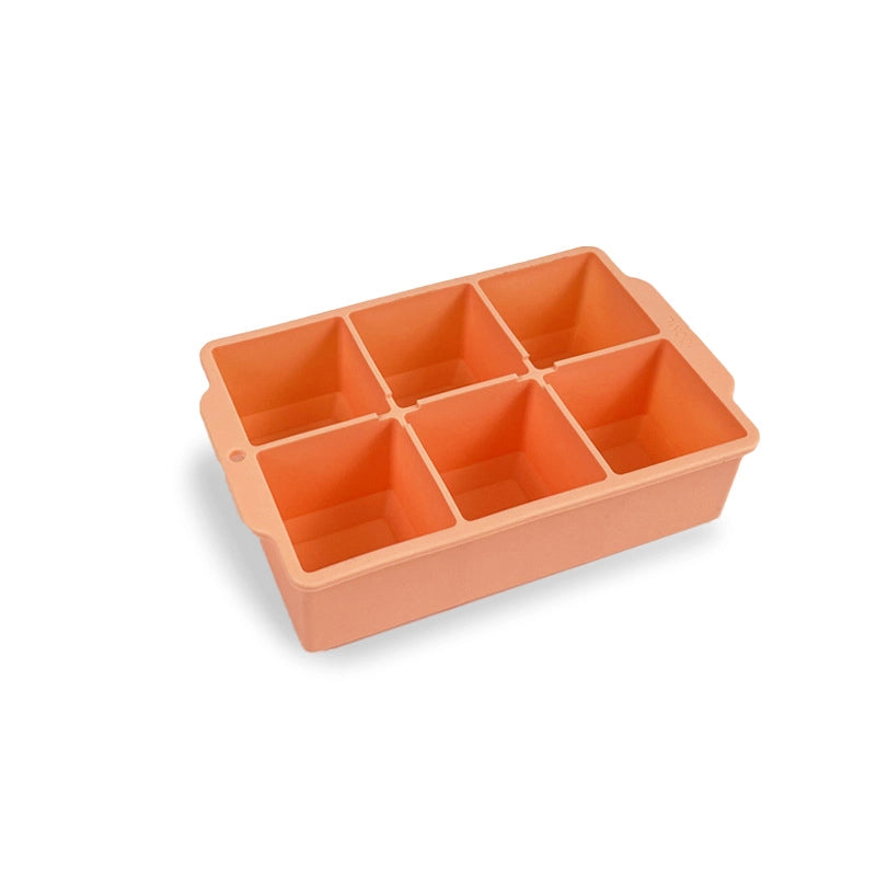 Silicone Large Ice Cube Mold Household Quick Frozen Ice Box Large Size With Lid 6 Holes Square Ice Cube Mold