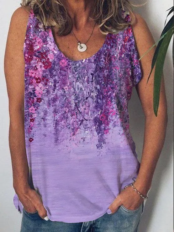 Sleeveless Floral Shift T-shirt