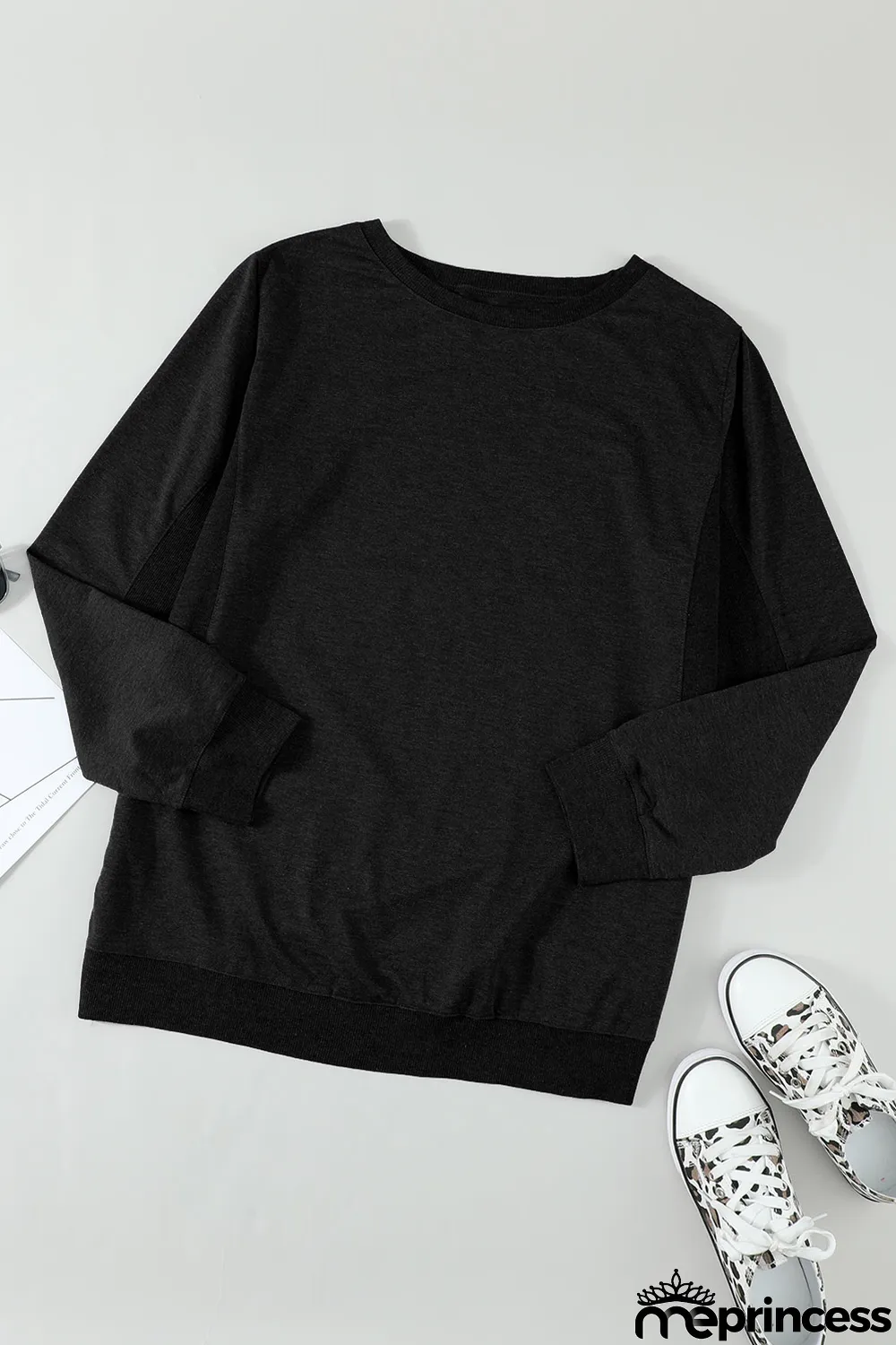 Black Wash Fleece Pullover Sweatshirt
