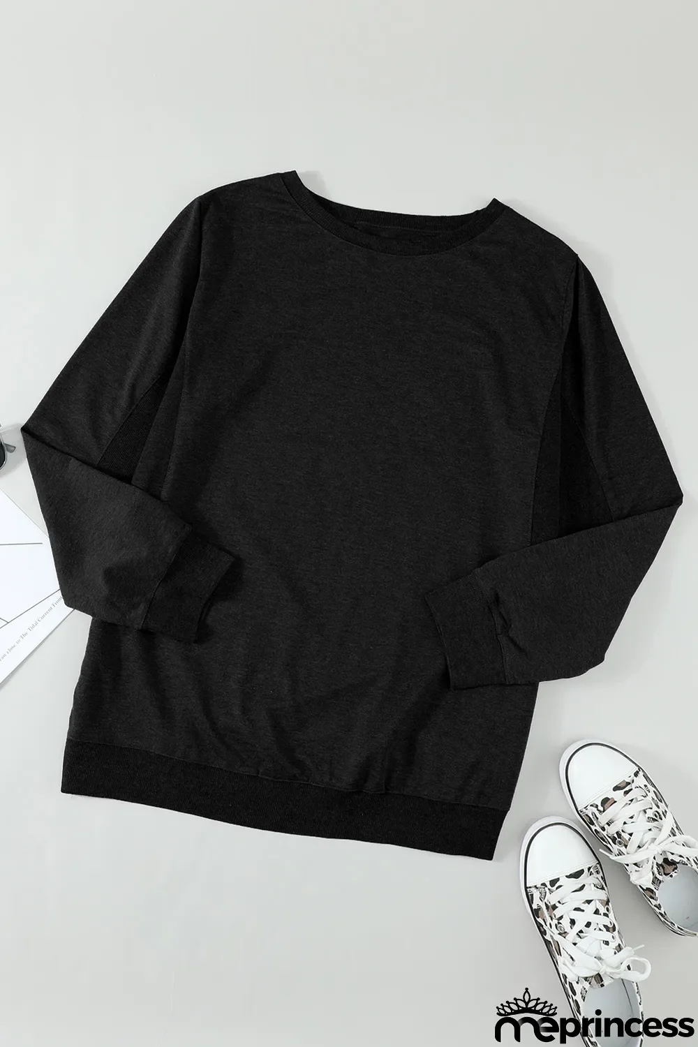 Black Wash Fleece Pullover Sweatshirt