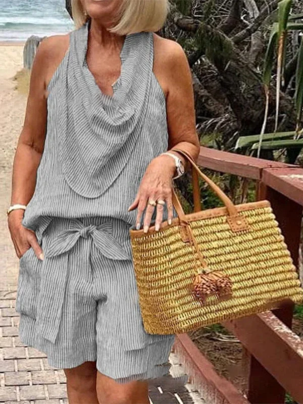 Women's Halter Neck Top Shorts Set Fashion Two-Piece Set