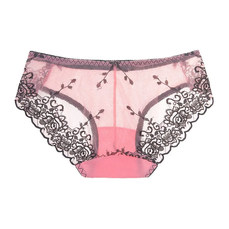 1 Pcs Mesh Panties Woman Embroidered Underwear For Woman Sexy Lace Briefs Woman Underwear Feamle Panties Sexy New M-XL BANNIROU