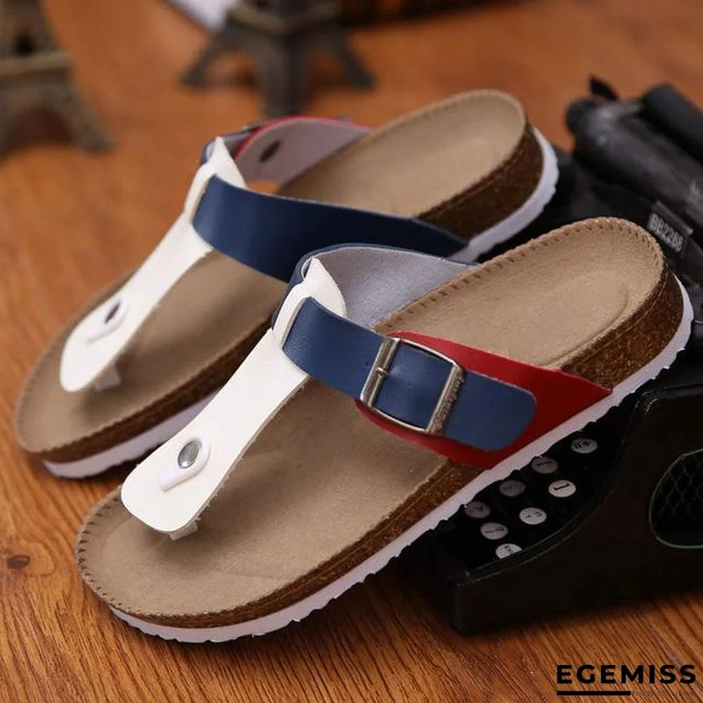 Men's PU Leather Slippers Sandals Flip Flops Summer Beach Sandals | EGEMISS