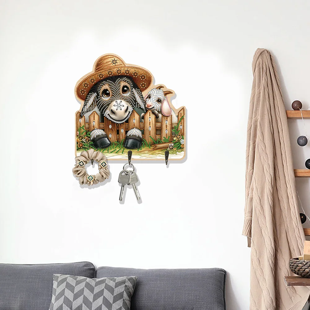 DIY Donkey 3 Hooks Diamond Painting Pet Hook Rail Diamond Art Hanging Hooks