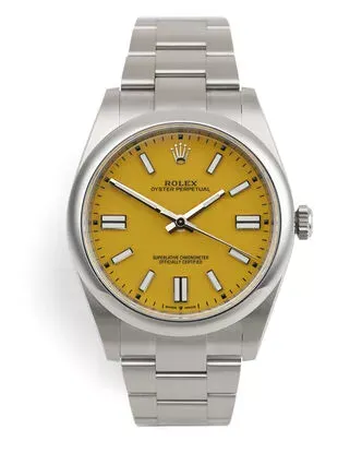 Rolex 124300 Oyster Perpetual 41 "Yellow Dial" Rolex 5 Year Warranty【Free Shipping】