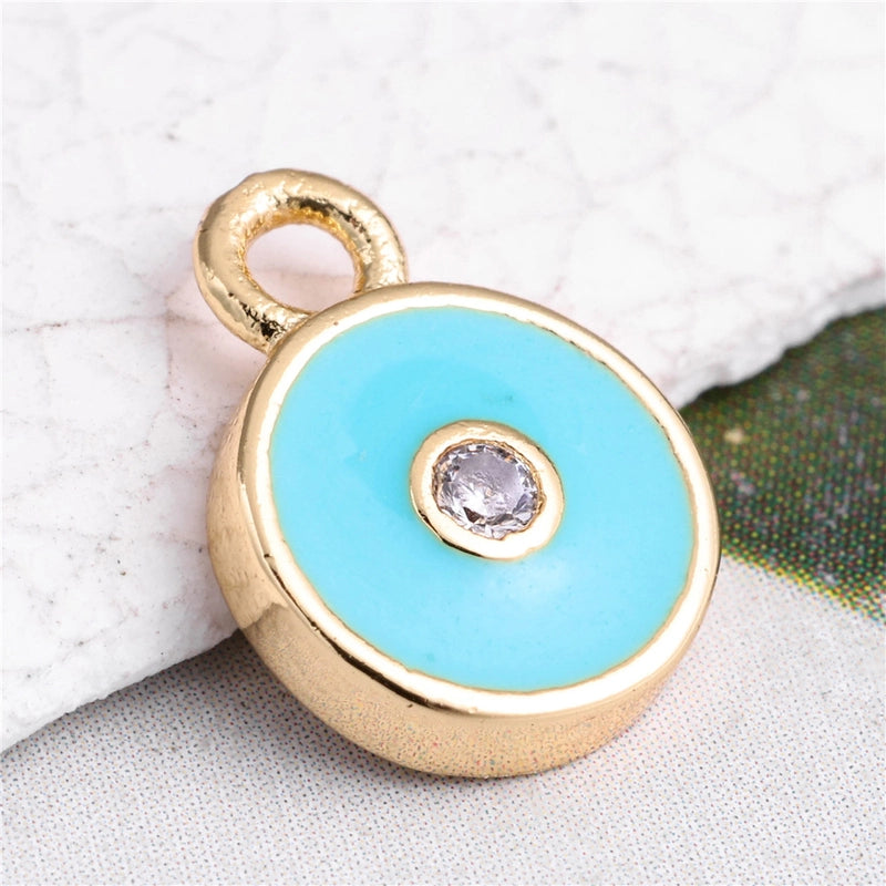 1 Piece Copper Zircon Four Leaf Clover Round Heart Shape Pendant Jewelry Accessories