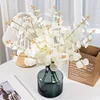 Cream White 3 Stems Artificial Eucalyptus Home Event Photography Dinner Table Setting Floral Decor