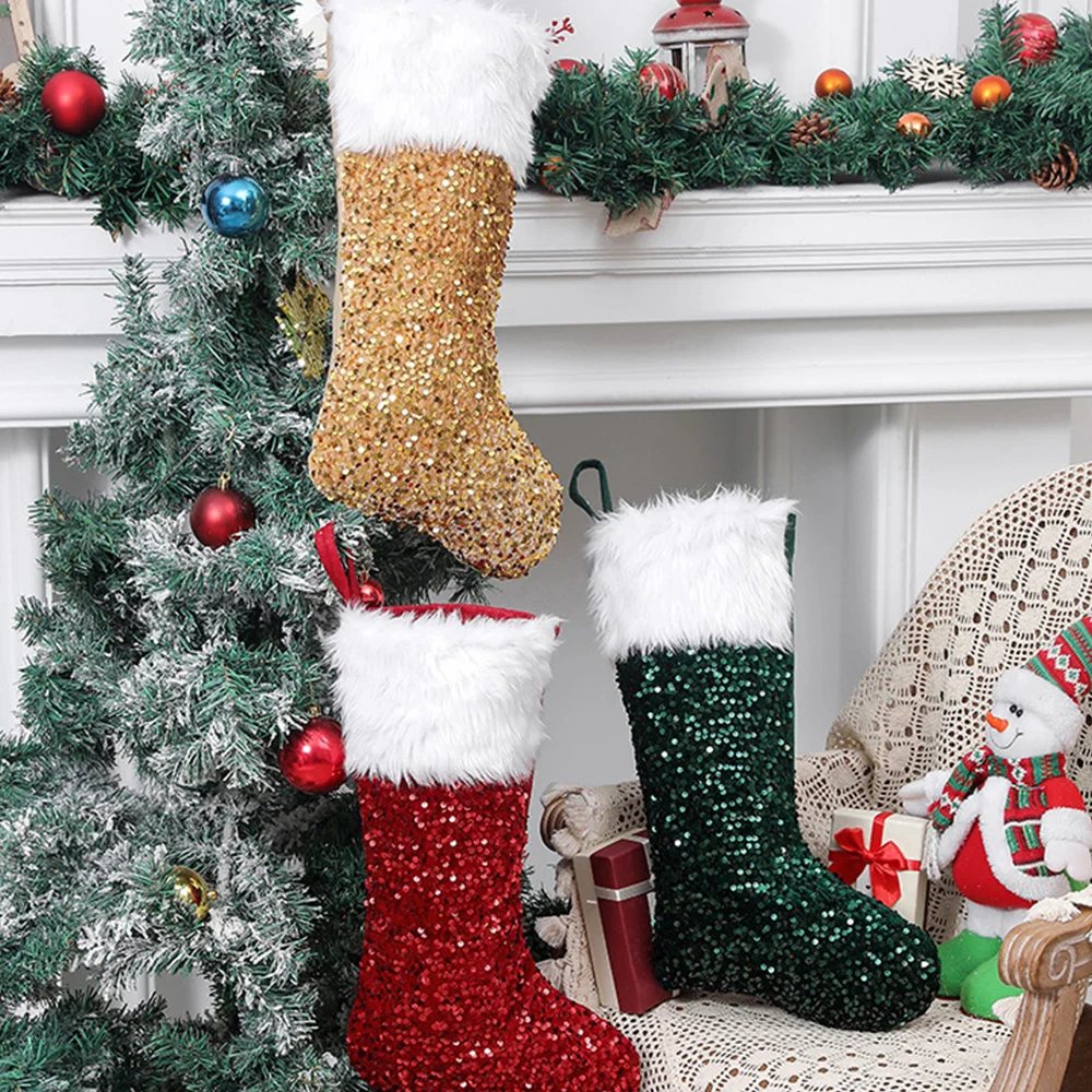 Gift bag for socks with plush sequins for decoration of props