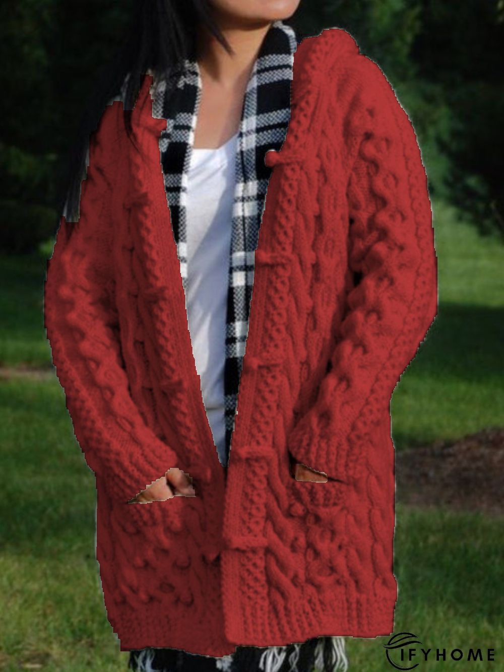 Jacket Womens Casual Knitted Hooded Coat | IFYHOME