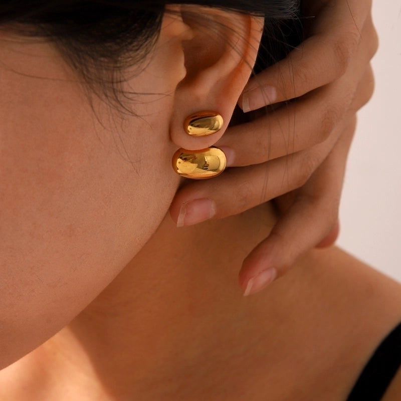 1 Pair IG Style Novelty Classic Style Oval 304 Stainless Steel Titanium Steel 18K Gold Plated Ear Studs