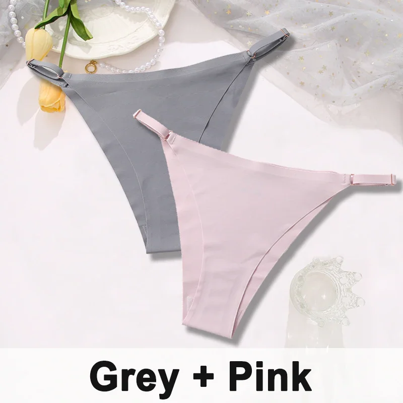 Billionm Women Sexy Ice Silk Panties Seamless Brazilian Panty Adjustable Waist Bikini Underwear Female Low Waist Soft Intimates Lingerie