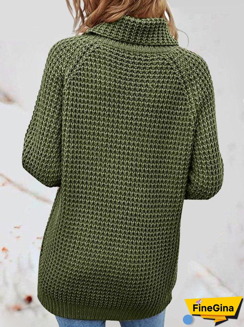 Green Long Sleeve Plain Sweater