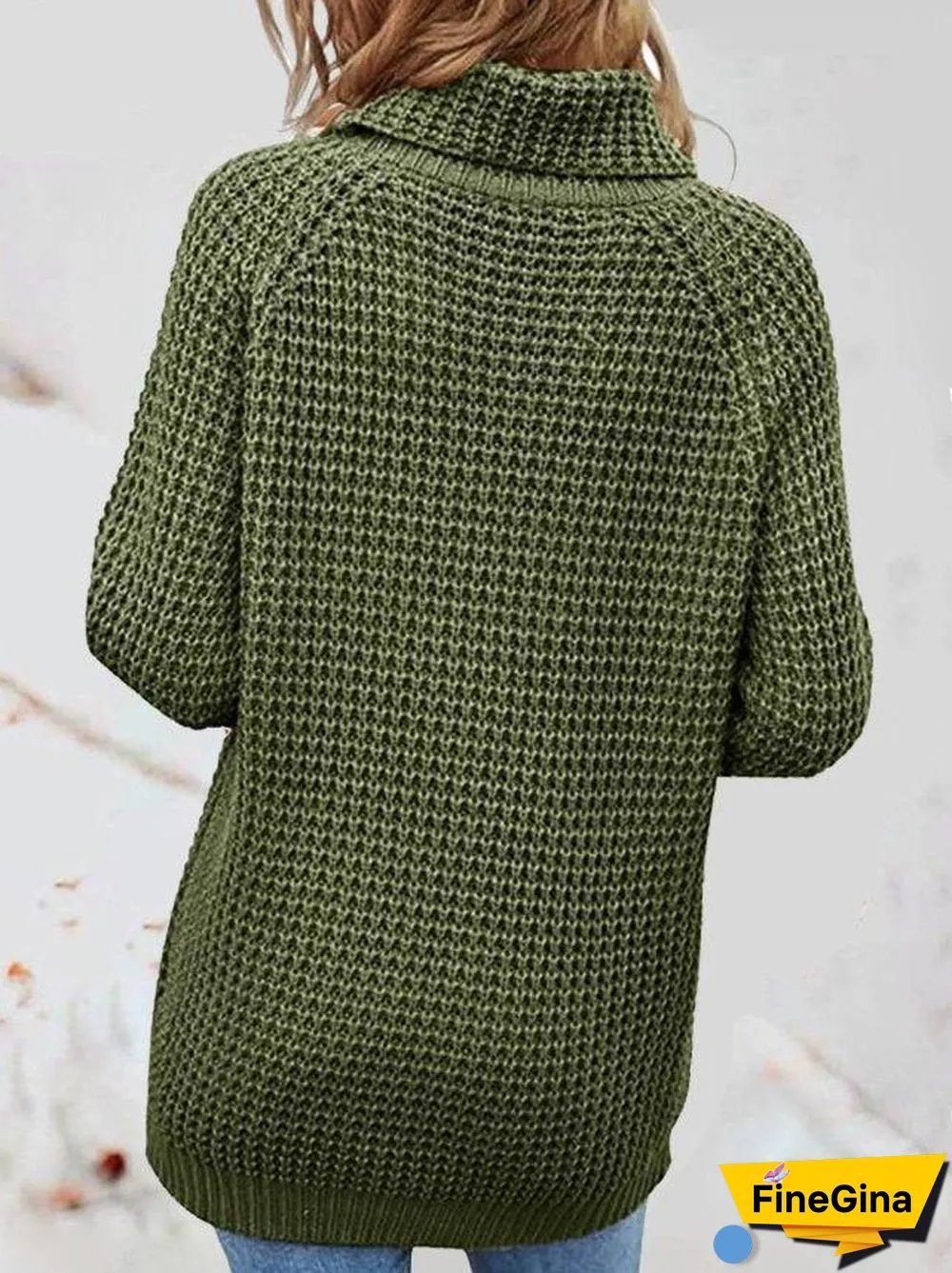 Green Long Sleeve Plain Sweater