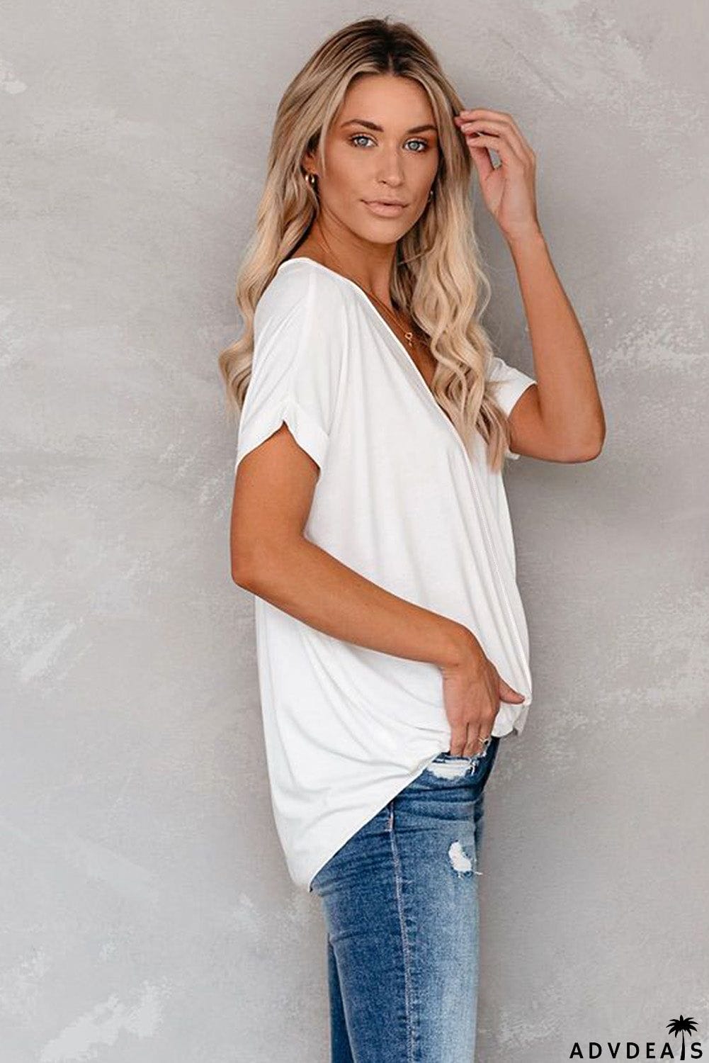 Short Sleeves Drape Knit Top