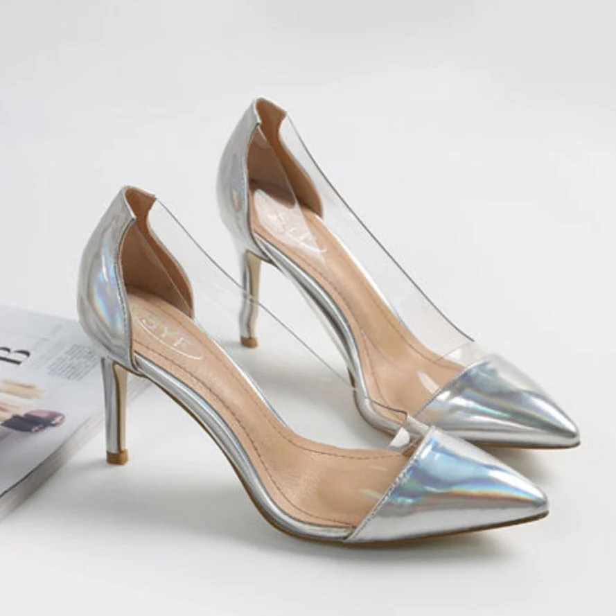 Spring pointed toe single shoes transparent nude color small fresh high-heeled shoes female stiletto summer