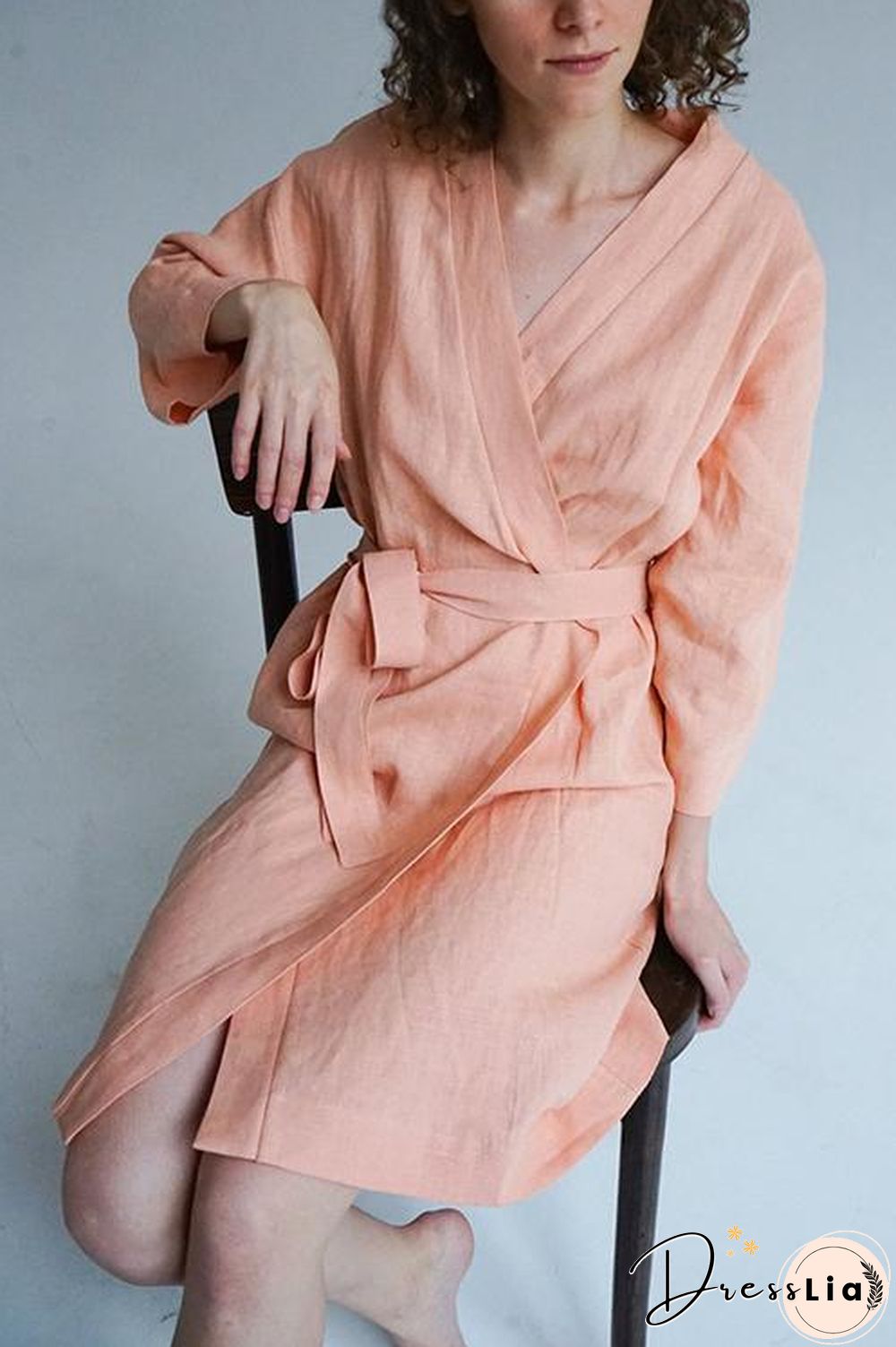 Roomy Linen Kimono With Belt