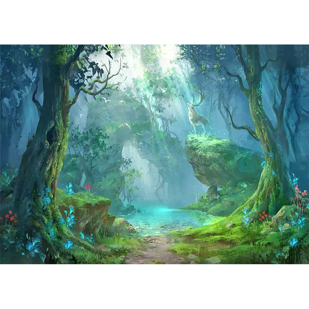 

30*40CM - Round Drill Diamond Painting - Wonderland Deer, 501 Original
