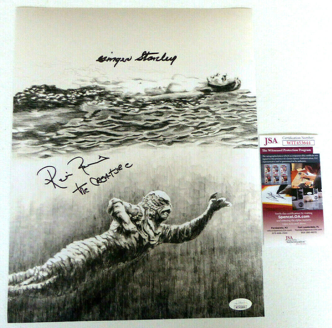 Ricou Browning, Ginger Stanley Signed 11x14 Photo Poster painting, Creature Black Lagoon JSA COA