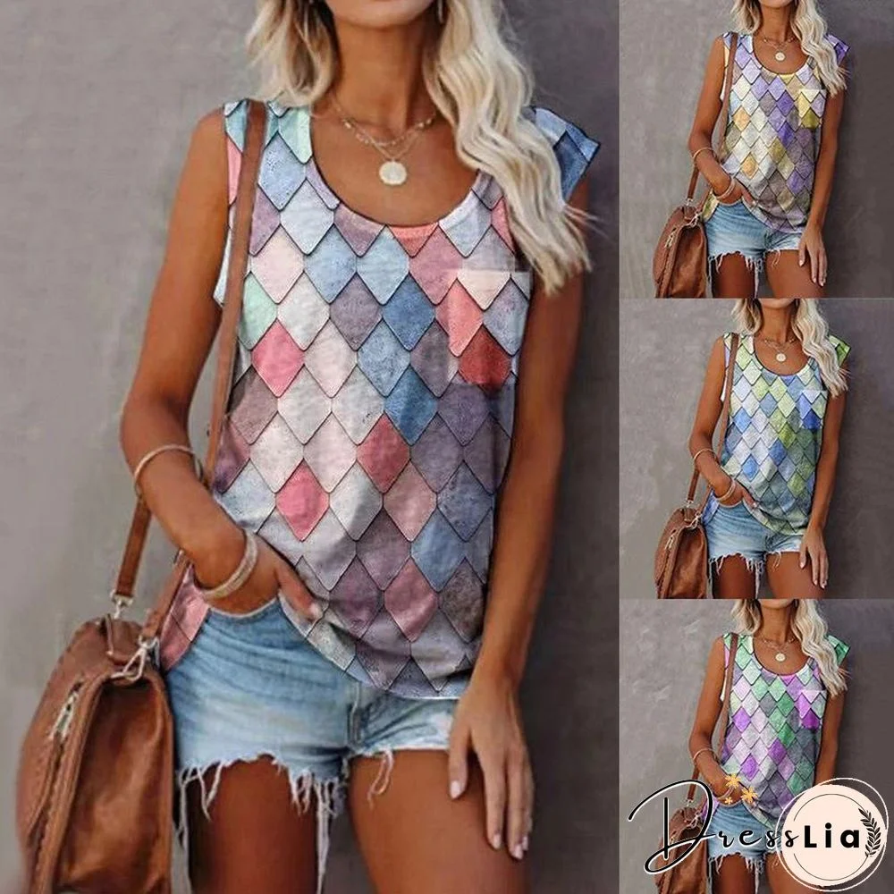 Round Neck Geometric Printed Shirt