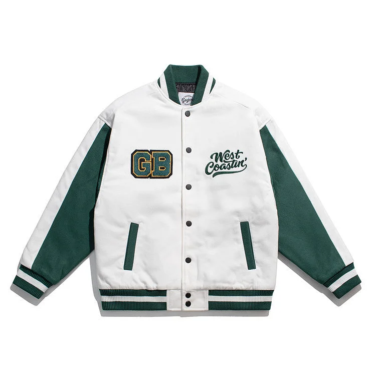 Man Fall Winter Outfis Winter Clothes Street Letters Embroidered Baseball Uniform Cotton-Padded Coat All-Matching Thickened Cotton Coat Jacket