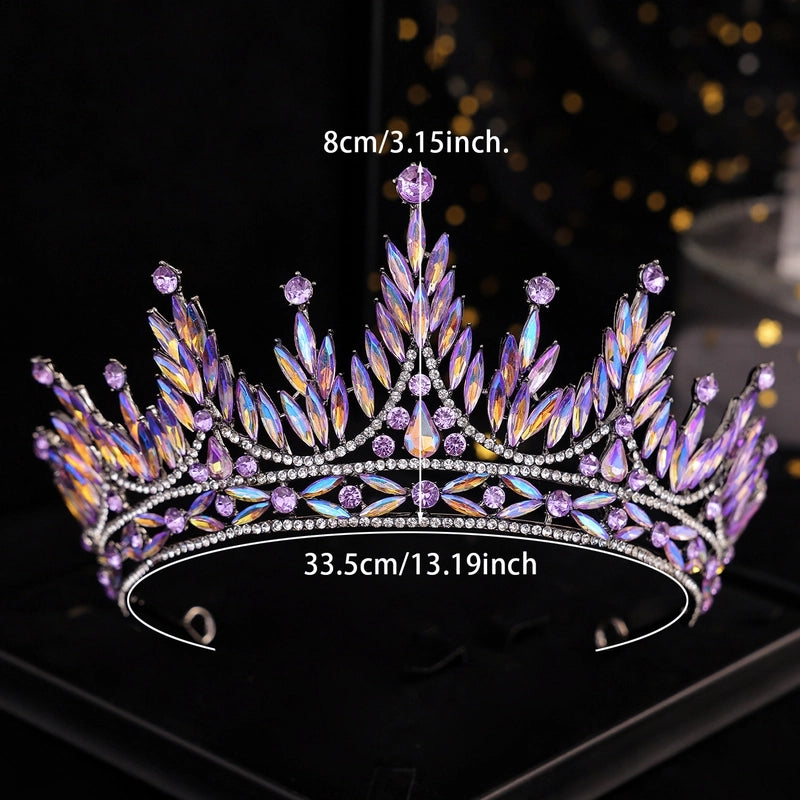 Elegant Luxurious Women’s Multicolor Alloy Inlay Rhinestones Crown