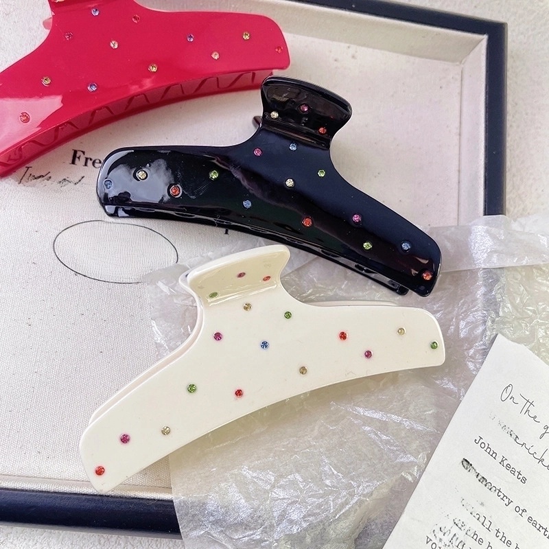 Minimalist Classic Style Solid Color Acetic Acid Sheets Inlay Rhinestones Hair Claws 1 Piece