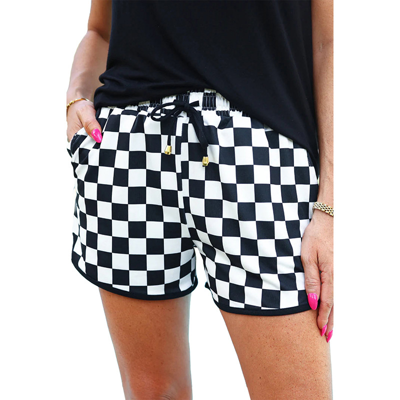 Mature Women's Drawstring Fashion All-match Plaid Casual Pants