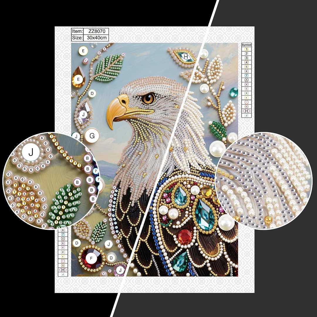 Eagle B Special Shaped 5D DIY Partial Drill Pearl Diamond Painting Kit for Adults Beginners Home Decor 30x40cm