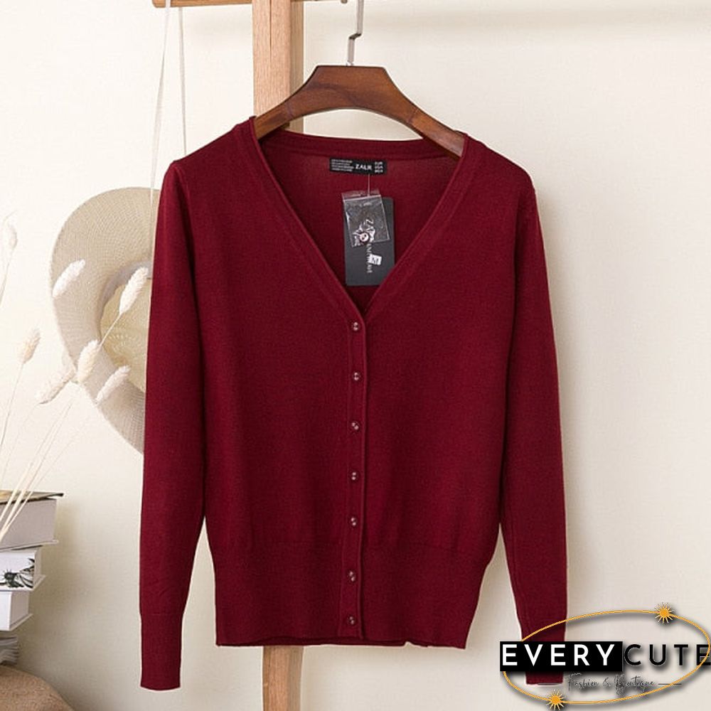 Casual Women Knitted Cardigan Sweater Autumn Winter Women Solid Color V-Neck Long Sleeve Plus Size Crochet Knit Sweater Coat