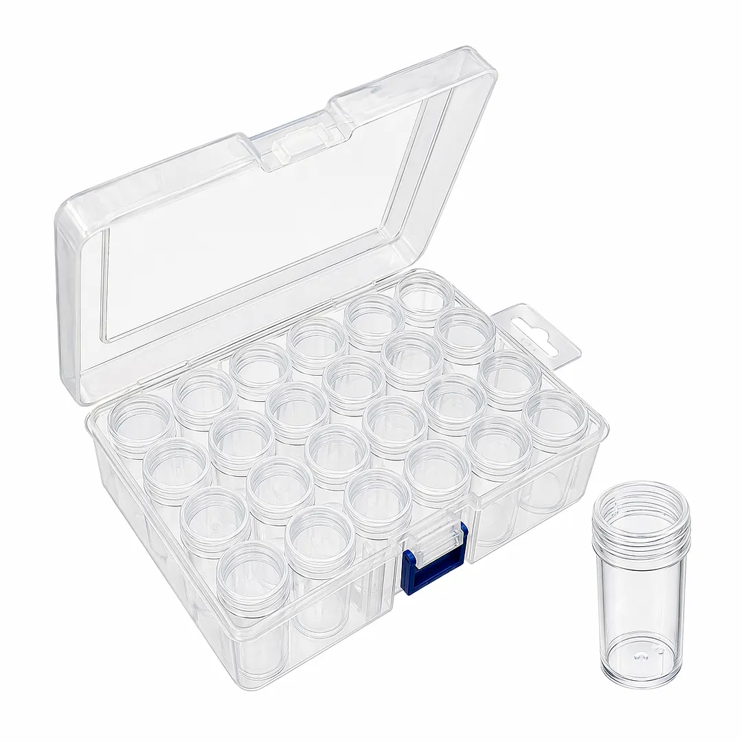 Diamond Painting Containers Multi Purpose Portable Plastic Case Box with Stickers & Compartments Arts Crafts Storage Bottle for Hardware Rhinestone