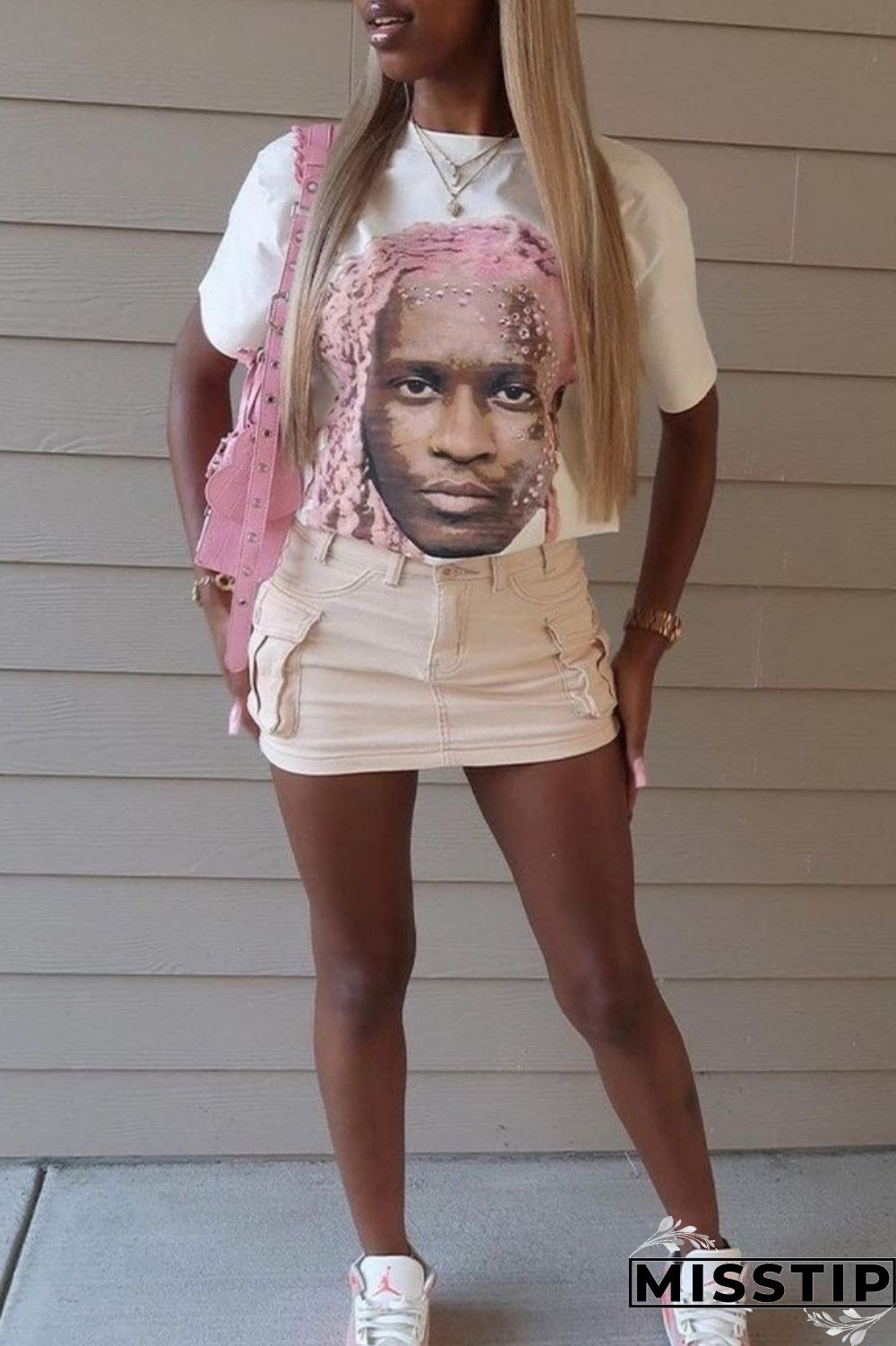 White Casual Print Basic O Neck T-Shirts (Subject To The Actual Object)