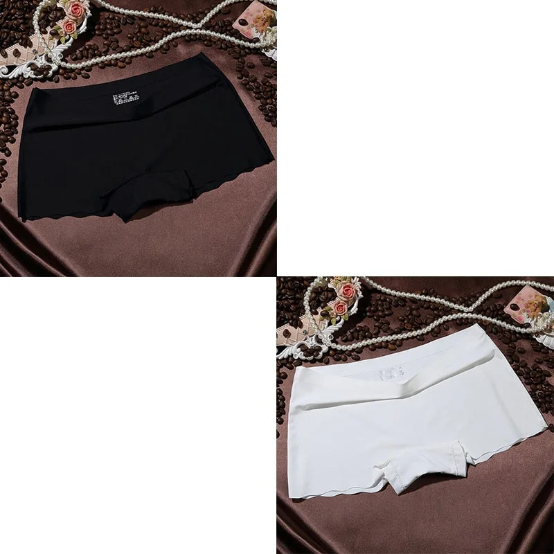 2 Pieces Boyshorts Seamless Ice Silk Underwear For Women Female Panties With 100% Cotton Crotch New Simple Panties 2021 BANNIROU