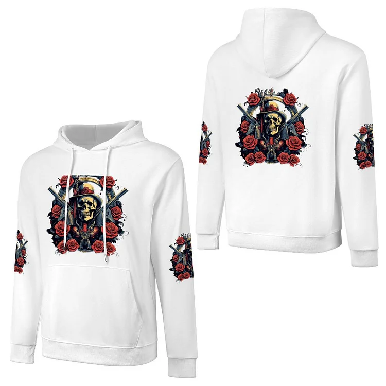 Pure Cotton Hooded Sweater Skull Rose Gun  customized, personalized, gift