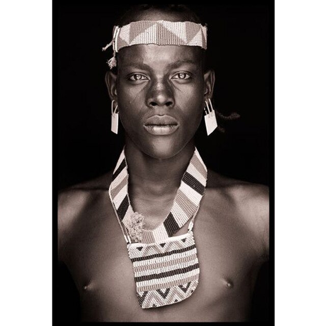 African Women Man Wall Art Portrait Home Decoration Black And White Living Room Canvas Painting Wall Pictures quadro cuadros