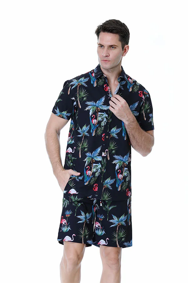 Navy Floral Shirt Suit For Men | Summer End Clearance Alex Vando Fashion