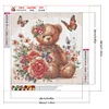 Papillon Et Ours Fleur-Drille Ronde Peinture Diamant-30*30CM