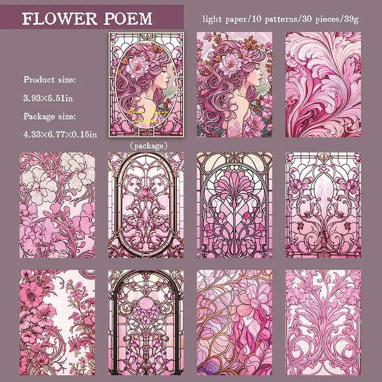 Journalsay 30 Sheets Sweet Dream Flower Maker Series Vintage Floral Character Material Paper