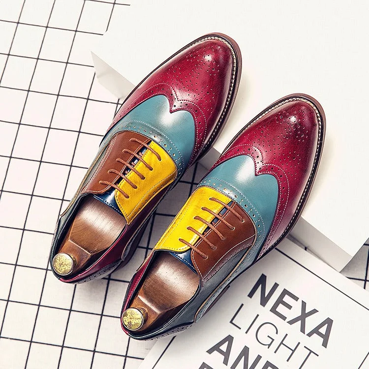 Oxfords Shoes For Men Business Dress Shoe Colorful Lace Up