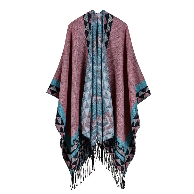 Women’s Retro Lattice Imitation Cashmere Sewing Shawls