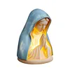 LED Mary Prayer Statue Night Light Warm Light Religious Mother Decor Lights Multi-Purpose Soft Glow Resin Statue Table Lamp for Spiritual Peace Comfort
