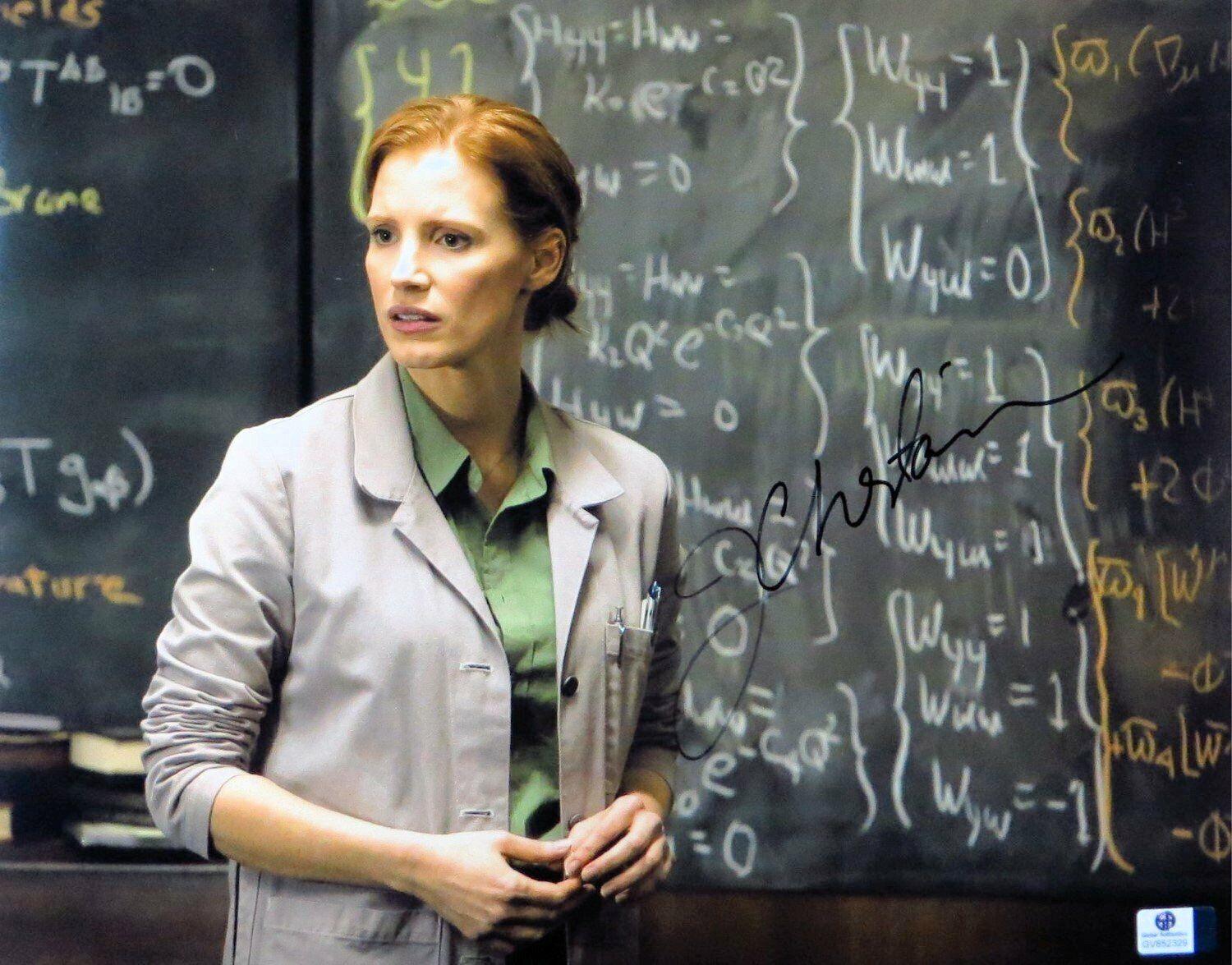 Jessica Chastain Signed Autographed 11X14 Photo Poster painting Interstellar Chalkboard GV852329