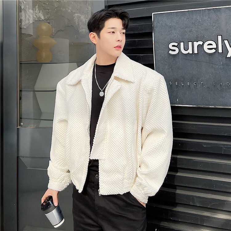 dawfashion-T044-P135 New Trend Personality Korean Grainy Fabric Solid Color Loose Casual Jacket-Dawfashion- Original Design Clothing Store-Halloween 2022