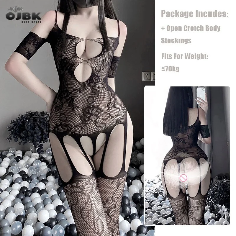 Billionm Sexy Open Crotch Comfortable Erotic Lingerie Hollow Mesh Bodysuit Backless Body Stockings Stretch Porno Costumes For Women 2021