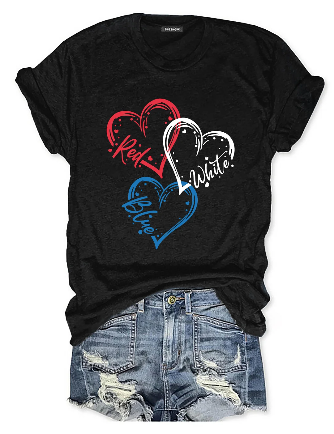 Heart Red White Blue 4th Of July T-shirt