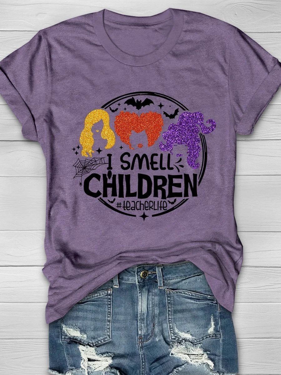 I Smell Children Teacherlife Print Short Sleeve T-shirt