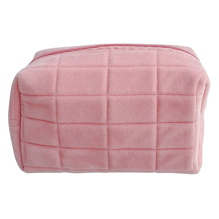 Plush Cosmetic Bag Zipper Travel Organizer Make Up Toiletry Washing Bag (Pink)