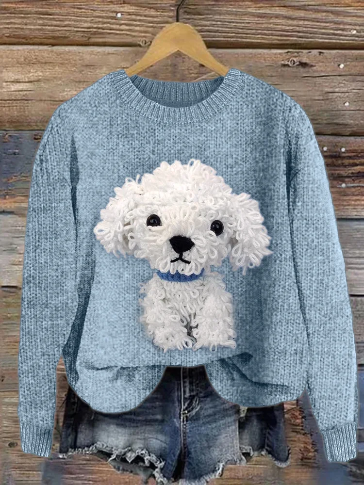 Comstylish Lovely Yarn Dog Cozy Knit Sweater