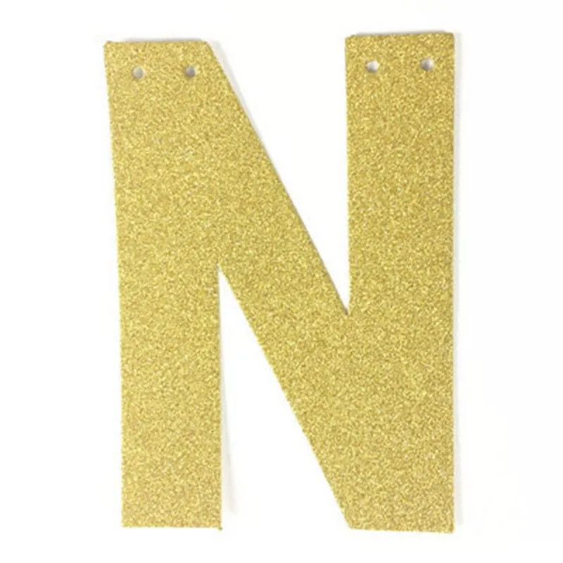 1Pcs/lot 13cm Personalized DIY Gold Glitter Paper Letter Banner Hanging Flags for Wedding Birthday Party Festival Decorations